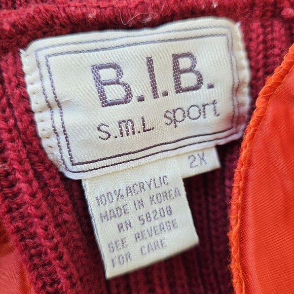 BIB SML Sport Hood Coat Sweater Womens 2X Blue Toggle Close Fuchsia Acrylic Knit - Picture 11 of 12